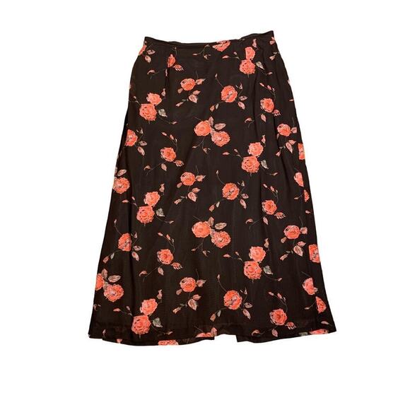 Petite Sophisticate Vintage Rose Brown Sheer A Line Maxi Skirt Size 14 - Picture 3 of 10